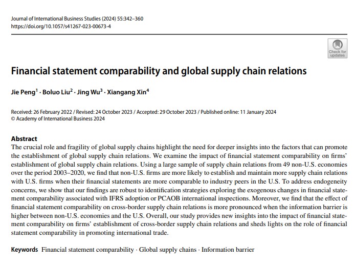 Assistant Professor PENG Jie’s Research Results Published in International Business Studies